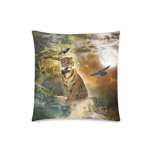 Awesome itger in the night Custom Zippered Pillow Case 18"x18"(Twin Sides)