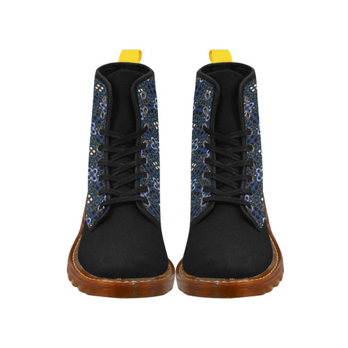Blue Geometric Black Martin Boots For Men Model 1203H