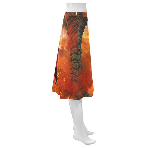 Awesome wolf in the night Mnemosyne Women's Crepe Skirt (Model D16)