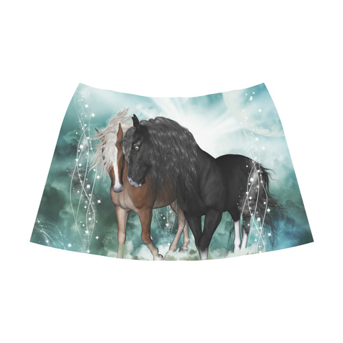 The wonderful couple horses Mnemosyne Women's Crepe Skirt (Model D16)