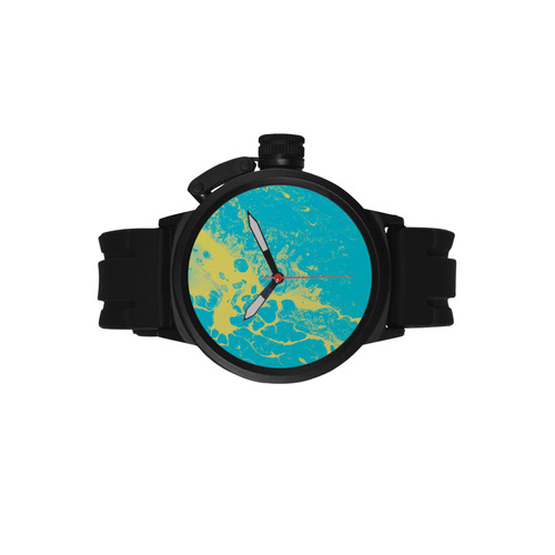 Blue & Yellow Marble Men's Sports Watch(Model 309)