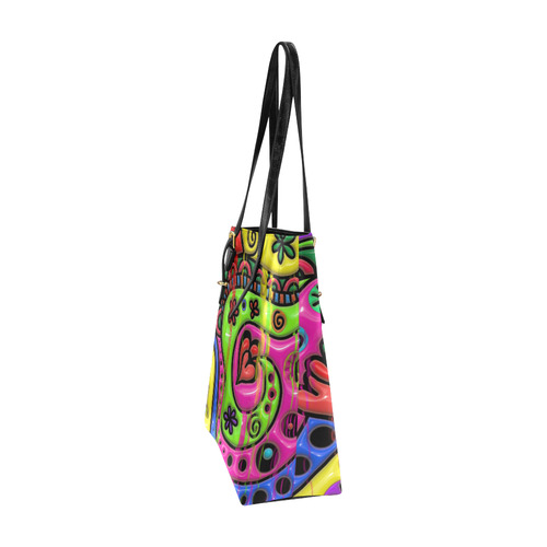 Pink Red Blue Green Hearts Floral Euramerican Tote Bag/Small (Model 1655)