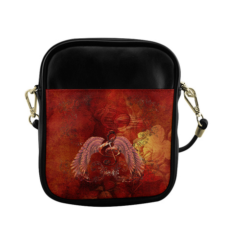 Music, clef and wings Sling Bag (Model 1627)