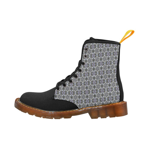 Gray and Purple Abstract Black Martin Boots For Men Model 1203H