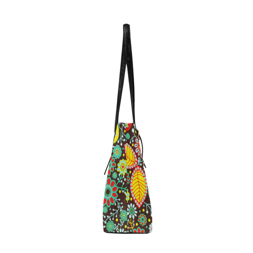 Red Yellow Aqua Vintage Floral Pattern Euramerican Tote Bag/Large (Model 1656)