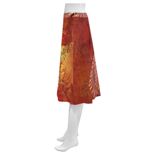 Music, clef and wings Mnemosyne Women's Crepe Skirt (Model D16)
