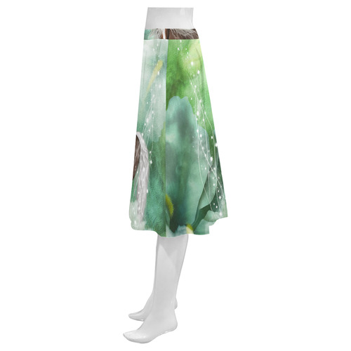 Horse in a fantasy world Mnemosyne Women's Crepe Skirt (Model D16)