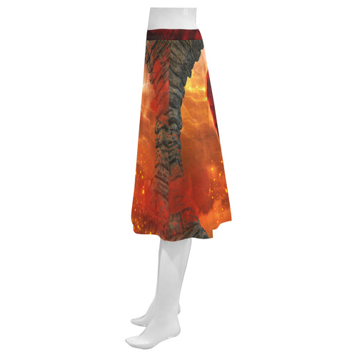 Awesome wolf in the night Mnemosyne Women's Crepe Skirt (Model D16)