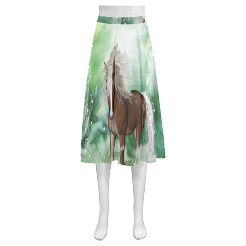 Horse in a fantasy world Mnemosyne Women's Crepe Skirt (Model D16)
