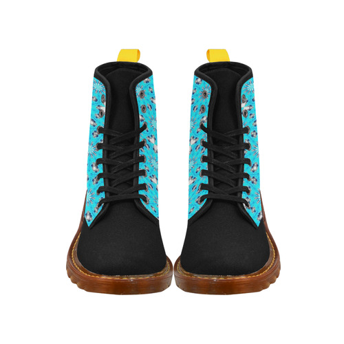 Aquamarine Geometric Black Martin Boots For Men Model 1203H