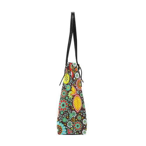 Red Yellow Aqua Vintage Floral Pattern Euramerican Tote Bag/Small (Model 1655)