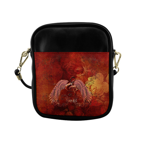 Music, clef and wings Sling Bag (Model 1627)
