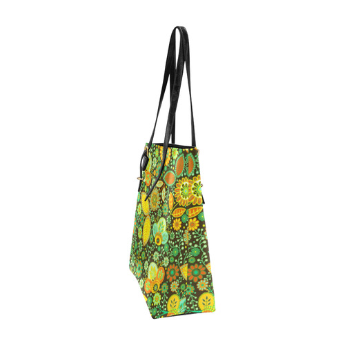 Yellow Orange Green Vintge Floral Pattern Euramerican Tote Bag/Small (Model 1655)