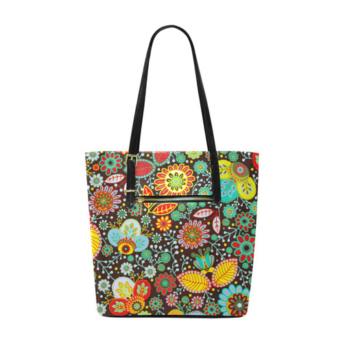 Red Yellow Aqua Vintage Floral Pattern Euramerican Tote Bag/Small (Model 1655)