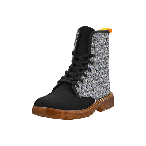Gray and Purple Abstract Black Martin Boots For Men Model 1203H