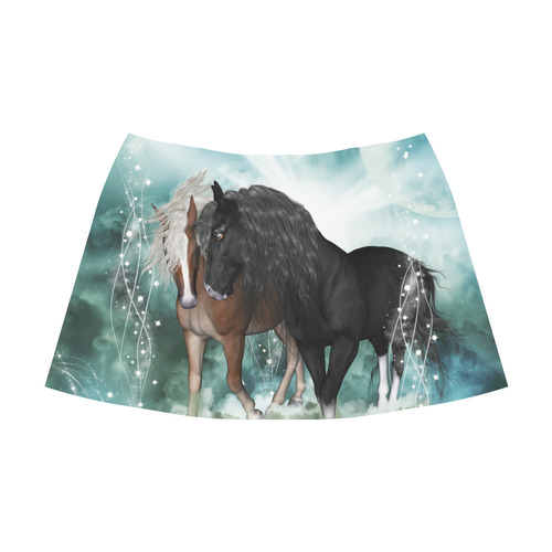 The wonderful couple horses Mnemosyne Women's Crepe Skirt (Model D16)