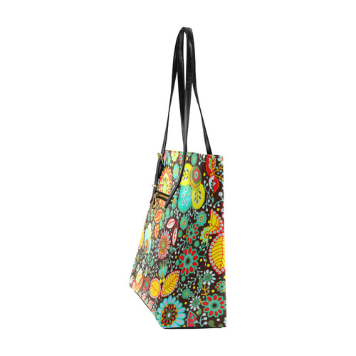 Red Yellow Aqua Vintage Floral Pattern Euramerican Tote Bag/Small (Model 1655)