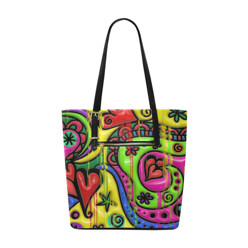 Pink Red Blue Green Hearts Floral Euramerican Tote Bag/Small (Model 1655)