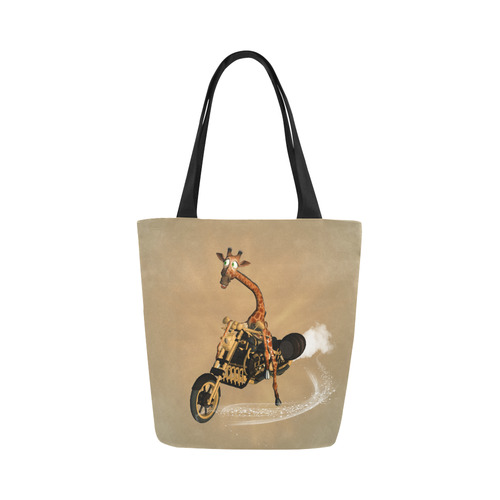 Funny giraffe with motorcycle Canvas Tote Bag (Model 1657)