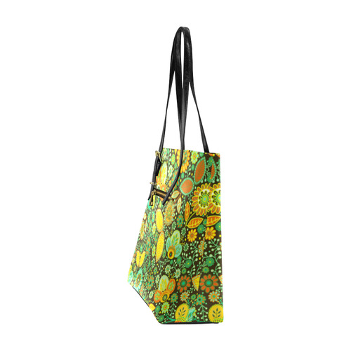 Yellow Orange Green Vintge Floral Pattern Euramerican Tote Bag/Small (Model 1655)