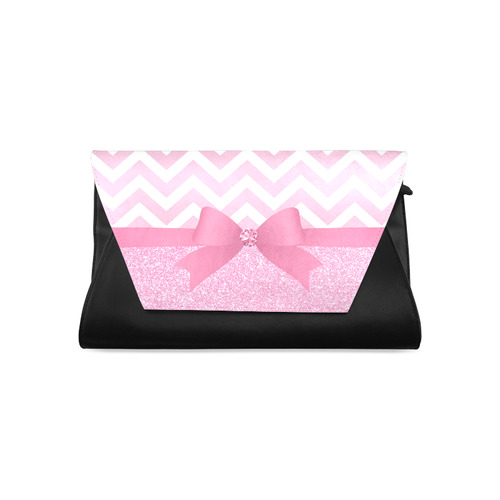 Pink Glitter, Pink Chevron, Pink Bow Clutch Bag (Model 1630)