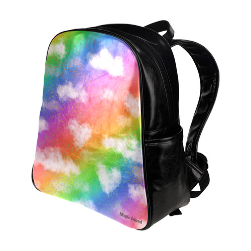 Rainbow Love (black). Inspired by the Magic Island of Gotland. Multi-Pockets Backpack (Model 1636)