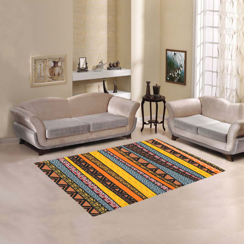 African Tribal Pattern Mix Area Rug 5'3''x4' ID D1327620