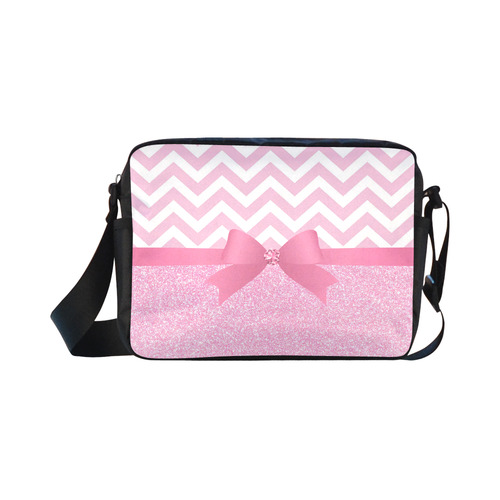 Pink Glitter, Pink Chevron, Pink Bow Classic Cross-body Nylon Bags (Model 1632)