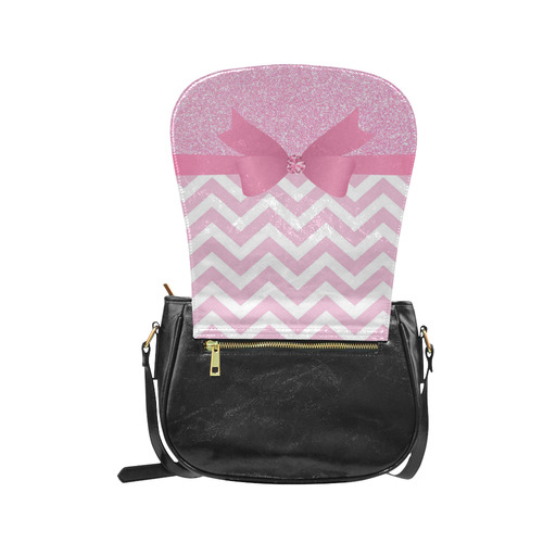 Pink Glitter, Pink Chevron, Pink Bow Classic Saddle Bag/Large (Model 1648)