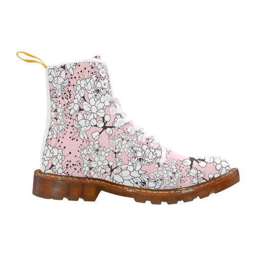 Pattern pink flowers Martin Boots For Women Model 1203H