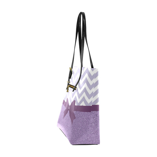 Purple Glitter, Purple Chevron, Purple Bow Euramerican Tote Bag/Small (Model 1655)