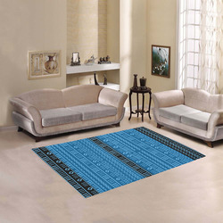 Blue and Black Modern Mudcloth Area Rug 5'3''x4'