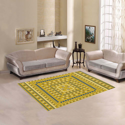 Gold and Blue Pattern Area Rug 5'3''x4'