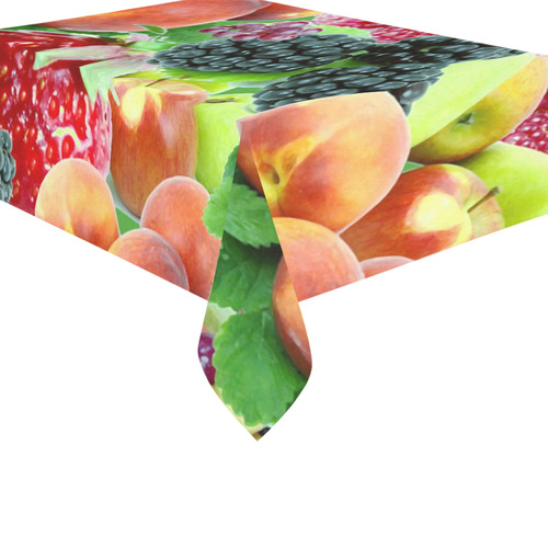 Fruit Strawberry Blackberry Raspberry Peach Cotton Linen Tablecloth 60"x 84"