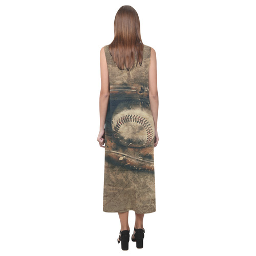 Abstract Vintage Baseball Phaedra Sleeveless Open Fork Long Dress (Model D08)