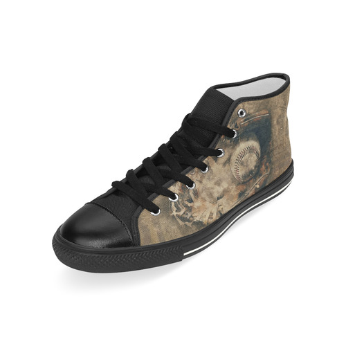 Abstract Vintage Baseball Men’s Classic High Top Canvas Shoes (Model 017)