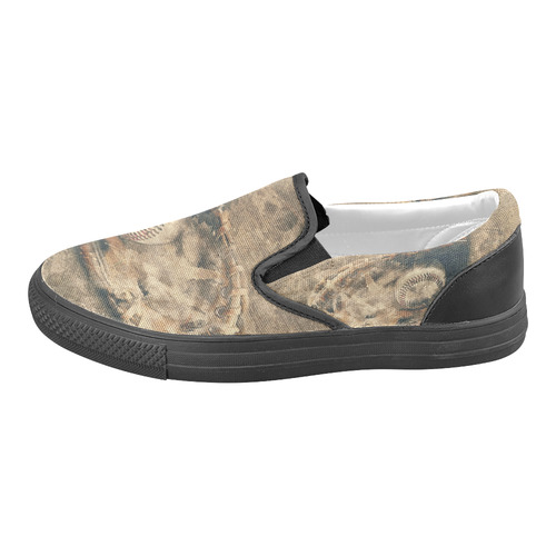Abstract Vintage Baseball Slip-on Canvas Shoes for Men/Large Size (Model 019)