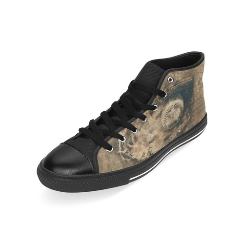 Abstract Vintage Baseball High Top Canvas Shoes for Kid (Model 017)
