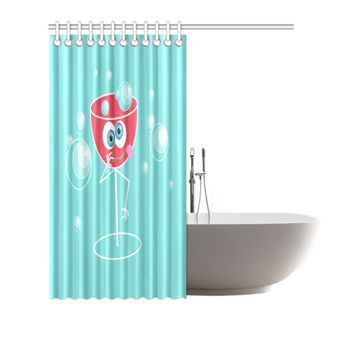 Cute Drunk Cocktail Glass Blue Eyes Shower Curtain 72"x72"