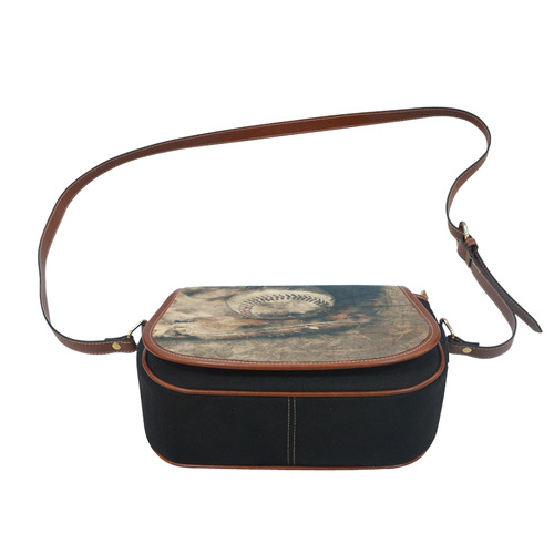 Abstract Vintage Baseball Saddle Bag/Small (Model 1649)(Flap Customization)