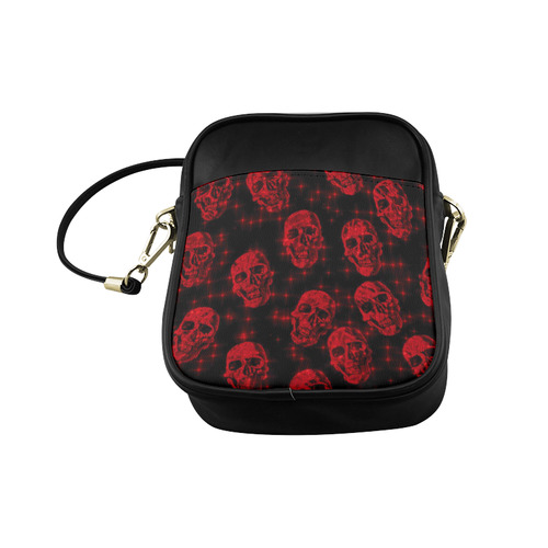 sparkling glitter skulls red by JamColors Sling Bag (Model 1627)