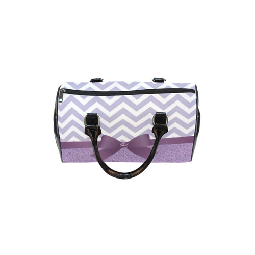 Purple Glitter, Purple Chevron, Purple Bow Boston Handbag (Model 1621)