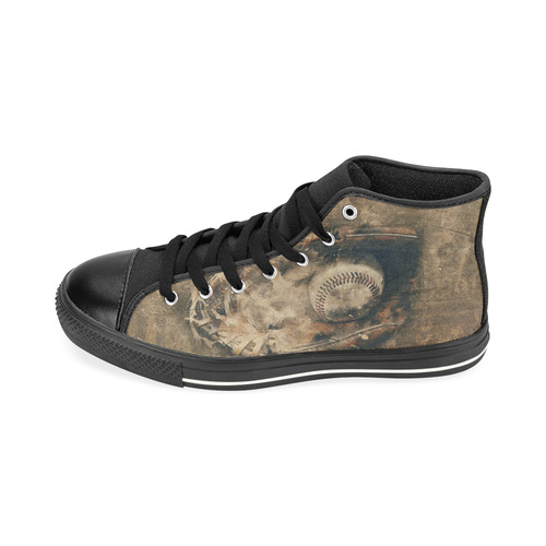 Abstract Vintage Baseball High Top Canvas Women's Shoes/Large Size (Model 017)