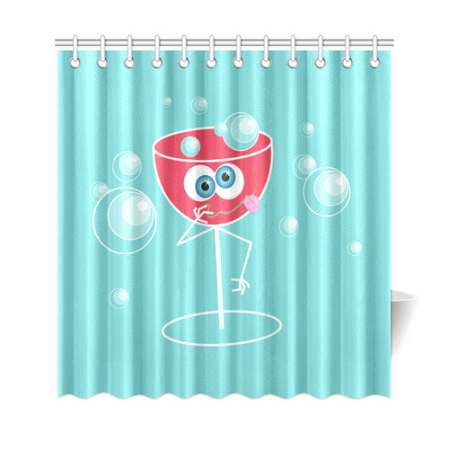 Cute Drunk Cocktail Glass Blue Eyes Shower Curtain 69"x72"