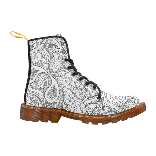 Floral Sketch Martin Boots For Women Model 1203H