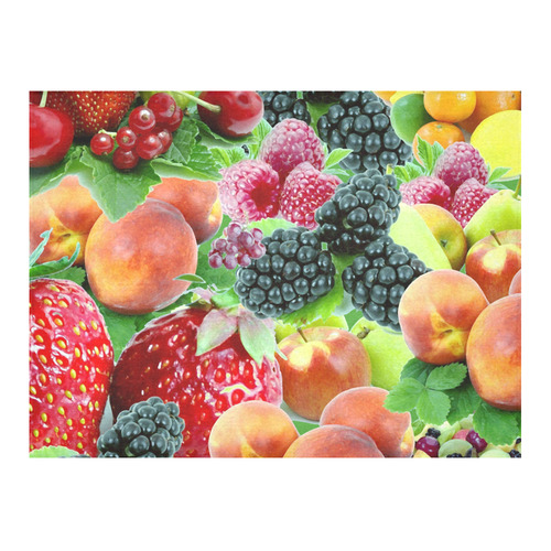 Fruit Strawberry Blackberry Raspberry Peach Cotton Linen Tablecloth 52"x 70"