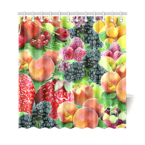 Fruit Strawberry Blackberry Raspberry Peach Shower Curtain 69"x72"