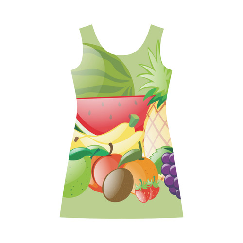Fruit Bananas Grapes Pineapple Watermelon Bateau A-Line Skirt (D21)