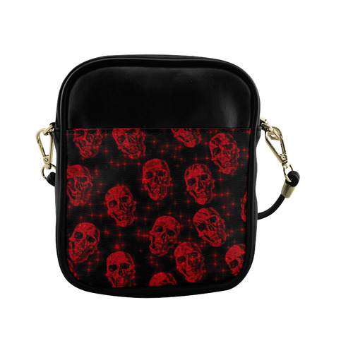 sparkling glitter skulls red by JamColors Sling Bag (Model 1627)