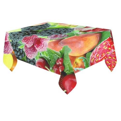 Fruit Strawberry Blackberry Raspberry Peach Cotton Linen Tablecloth 60"x 84"